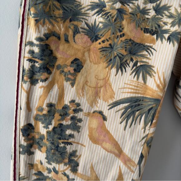 Anthropologie Chino Relaxed Pants Floral bird pattern cotton stretch zip button - Picture 5 of 11